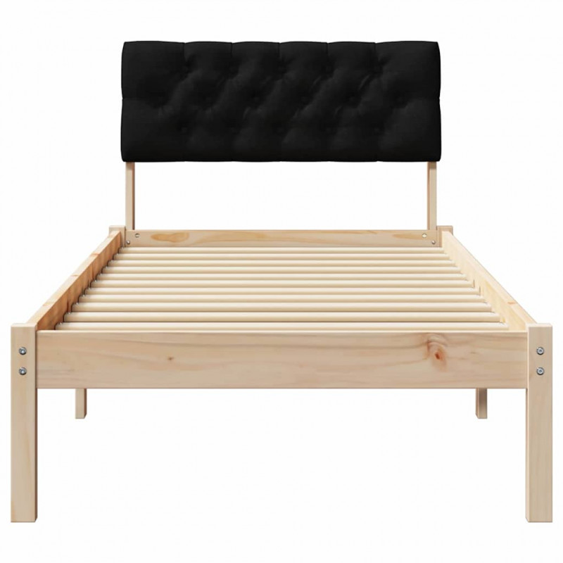 Rama łóżka brązowo-czarny 75 x 190 cm Lite drewno sosnowe