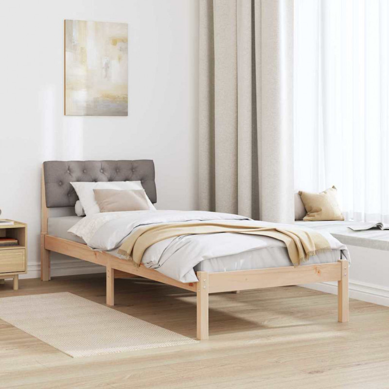 Rama łóżka Brązowy i taupe 75 x 190 cm Lite drewno sosnowe
