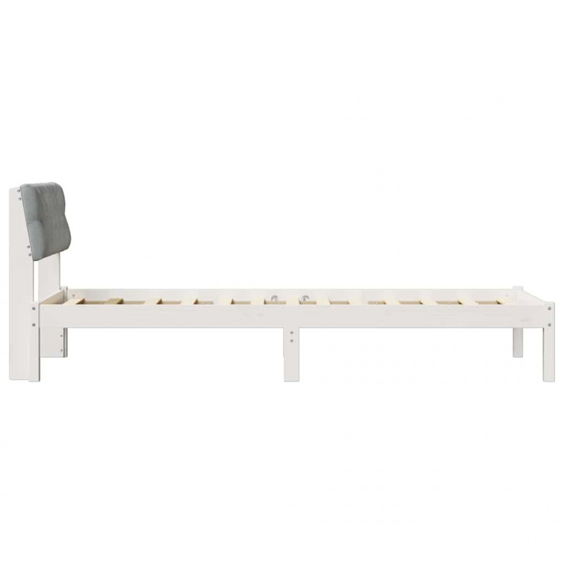 Rama łóżka Biały i jasnoszary 75 x 190 cm Lite drewno sosnowe