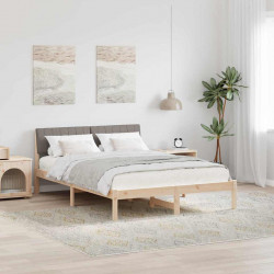 Rama łóżka Brązowy i taupe 135 x 190 cm Lite drewno sosnowe