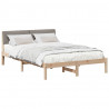 Rama łóżka Brązowy i taupe 135 x 190 cm Lite drewno sosnowe