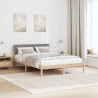 Rama łóżka Brązowy i taupe 135 x 190 cm Lite drewno sosnowe