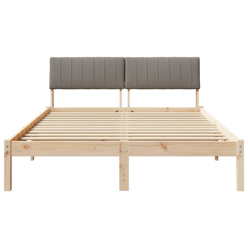 Rama łóżka Brązowy i taupe 135 x 190 cm Lite drewno sosnowe
