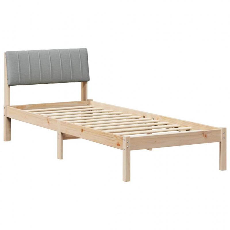 Rama łóżka Brązowy i jasnoszary 75 x 190 cm Lite drewno sosnowe