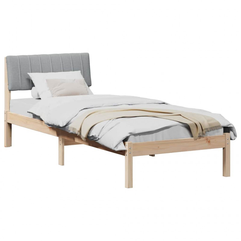 Rama łóżka Brązowy i jasnoszary 75 x 190 cm Lite drewno sosnowe