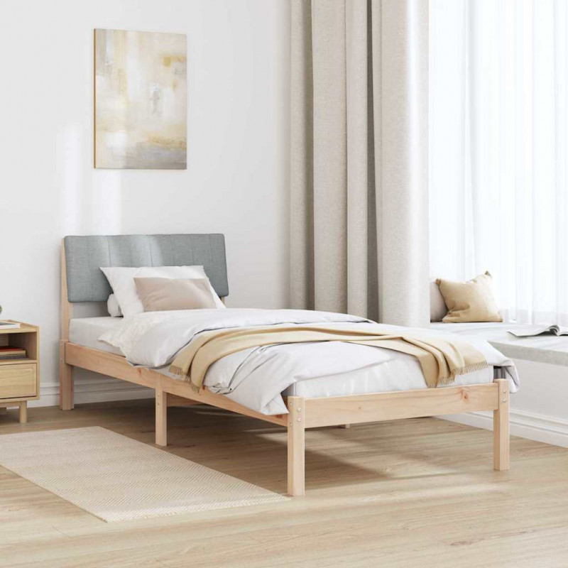 Rama łóżka Brązowy i jasnoszary 75 x 190 cm Lite drewno sosnowe