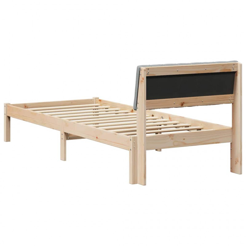 Rama łóżka Brązowy i jasnoszary 75 x 190 cm Lite drewno sosnowe