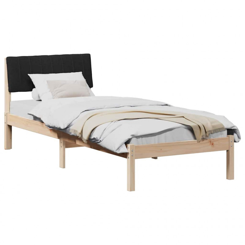Rama łóżka brązowo-czarny 75 x 190 cm Lite drewno sosnowe