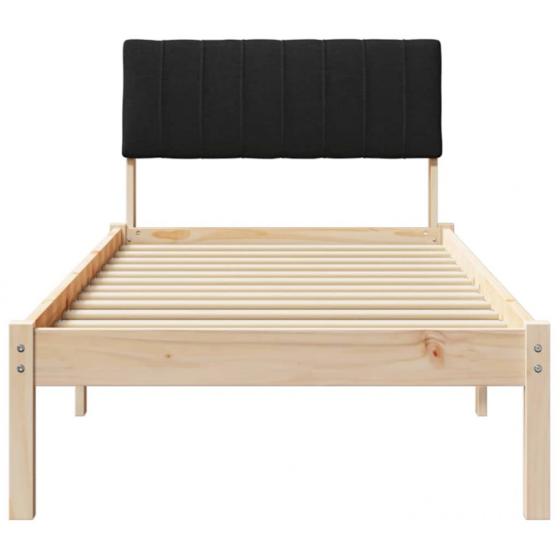 Rama łóżka brązowo-czarny 75 x 190 cm Lite drewno sosnowe