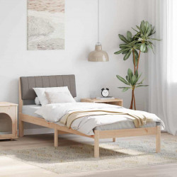 Rama łóżka Brązowy i taupe 75 x 190 cm Lite drewno sosnowe