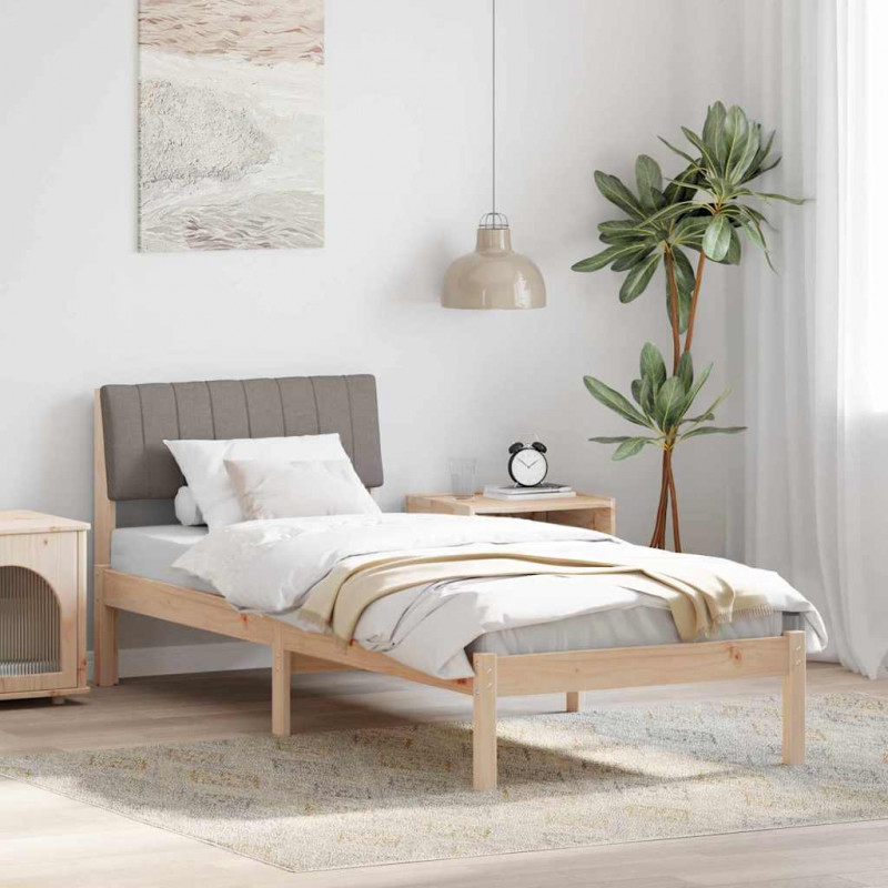 Rama łóżka Brązowy i taupe 75 x 190 cm Lite drewno sosnowe