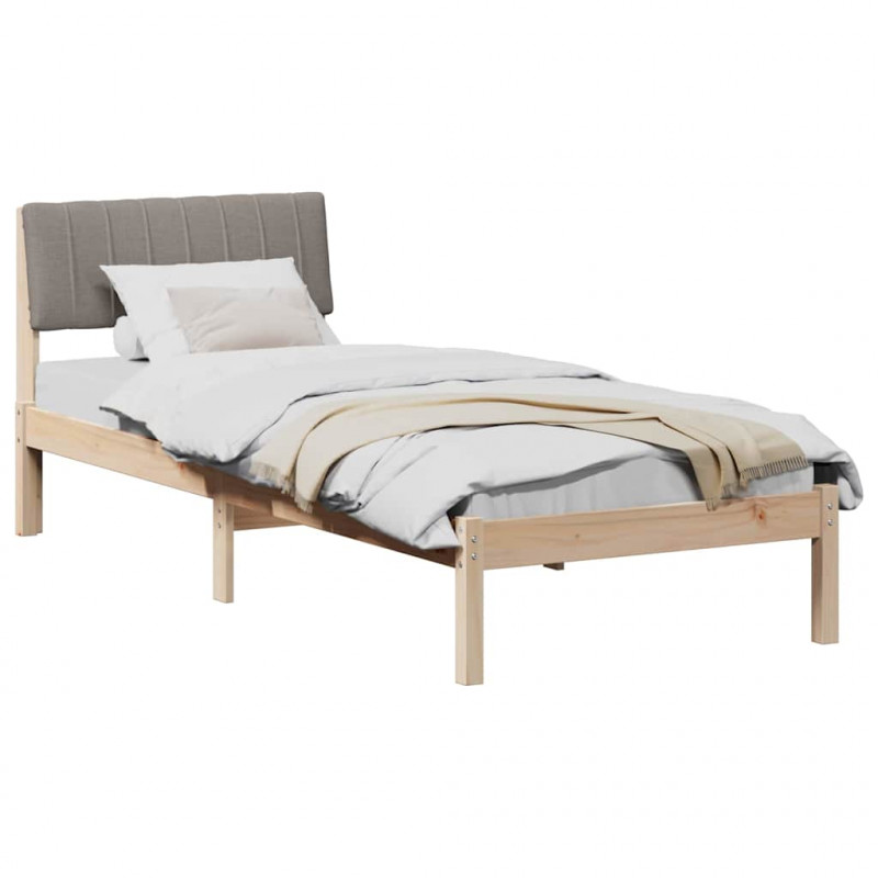 Rama łóżka Brązowy i taupe 75 x 190 cm Lite drewno sosnowe