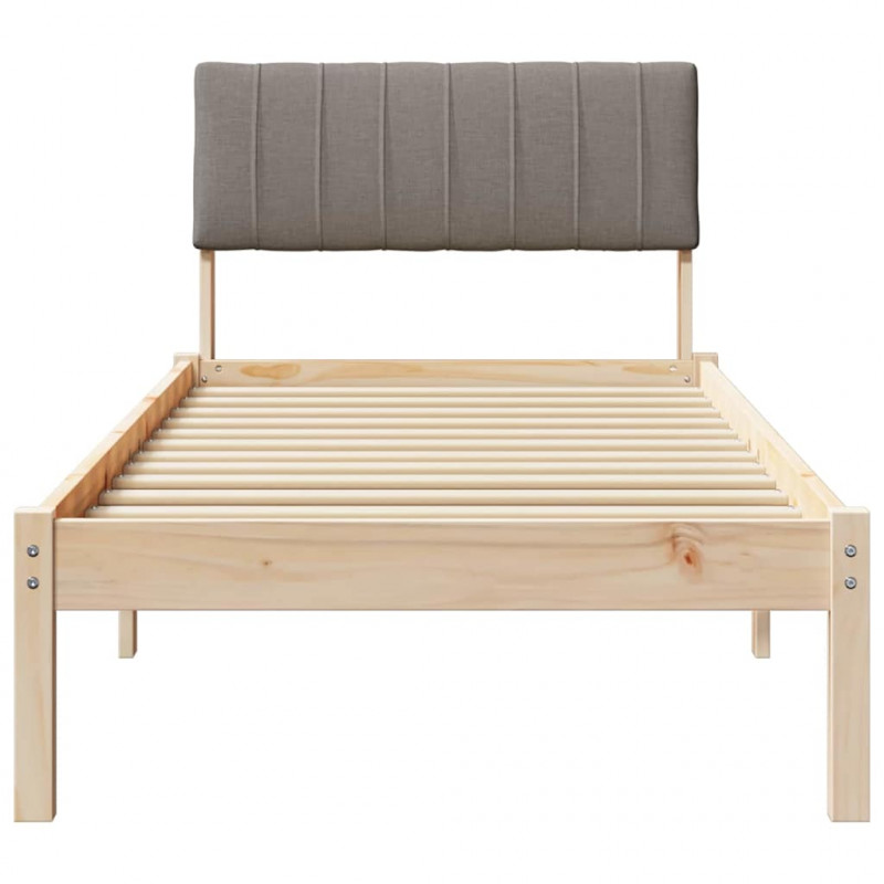 Rama łóżka Brązowy i taupe 75 x 190 cm Lite drewno sosnowe