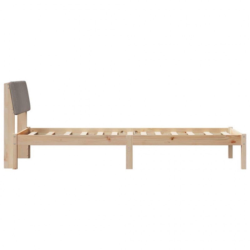 Rama łóżka Brązowy i taupe 75 x 190 cm Lite drewno sosnowe