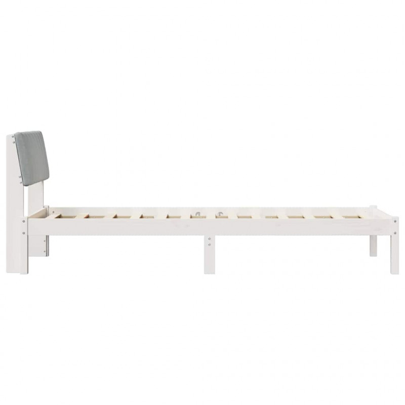 Rama łóżka Biały i jasnoszary 75 x 190 cm Lite drewno sosnowe