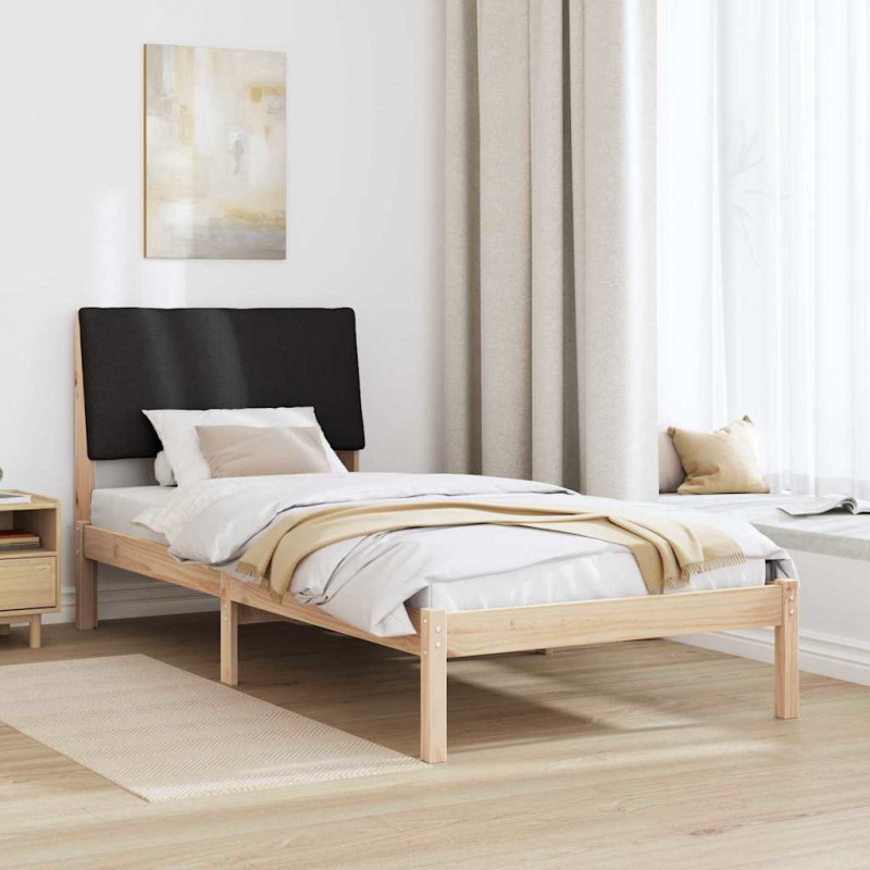 Rama łóżka brązowo-czarny 100 x 200 cm Lite drewno sosnowe