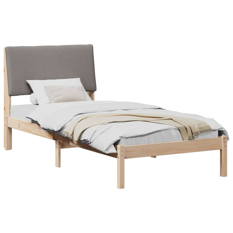Rama łóżka Brązowy i taupe 100 x 200 cm Lite drewno sosnowe