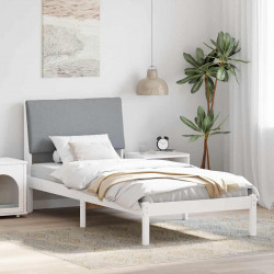 Rama łóżka Biały i jasnoszary 100 x 200 cm Lite drewno sosnowe