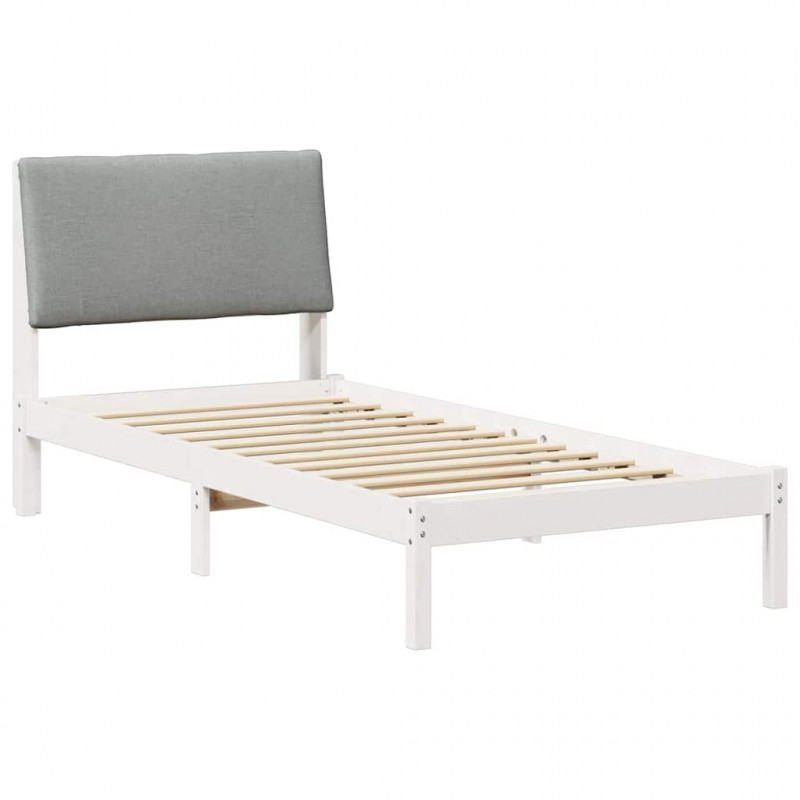 Rama łóżka Biały i jasnoszary 100 x 200 cm Lite drewno sosnowe