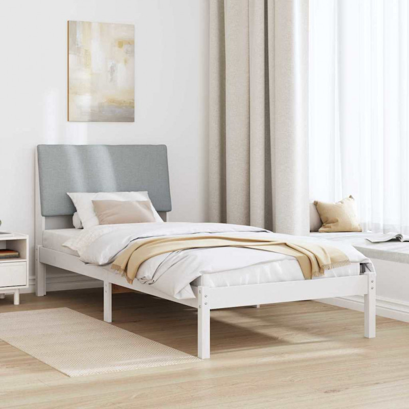 Rama łóżka Biały i jasnoszary 100 x 200 cm Lite drewno sosnowe