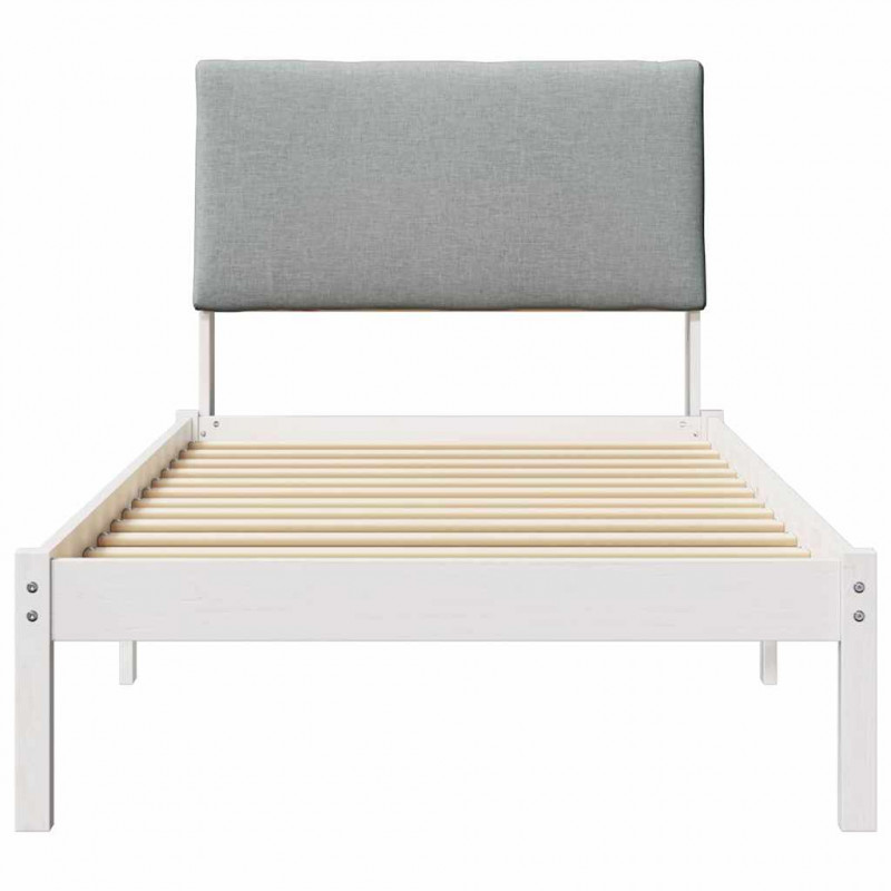 Rama łóżka Biały i jasnoszary 100 x 200 cm Lite drewno sosnowe