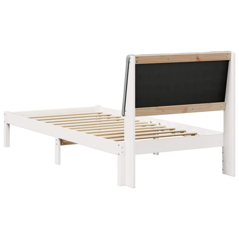Rama łóżka Biały i jasnoszary 100 x 200 cm Lite drewno sosnowe