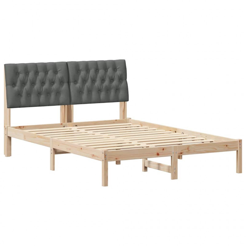Ramka łóżka z tapicerowanym wezgłowiem Brązowy 135 x 190 cm