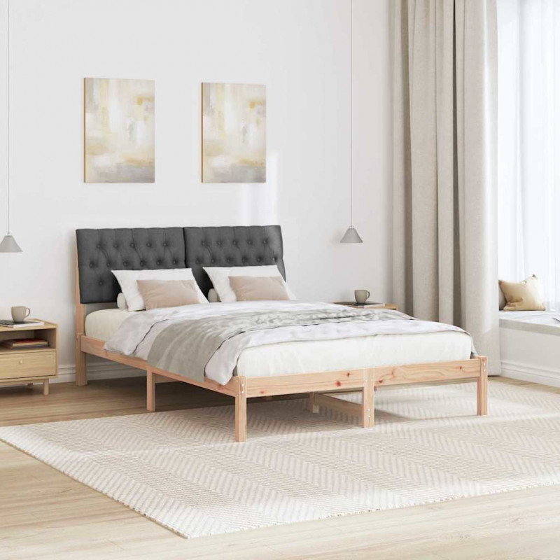 Ramka łóżka z tapicerowanym wezgłowiem Brązowy 135 x 190 cm