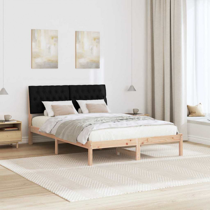 Ramka łóżka z tapicerowanym wezgłowiem Brązowy 135 x 190 cm