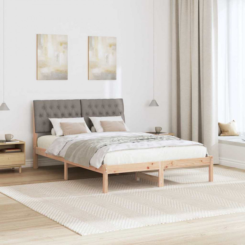 Ramka łóżka z tapicerowanym wezgłowiem Brązowy 135 x 190 cm