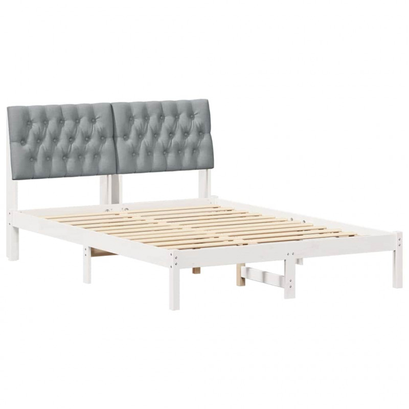 Ramka łóżka z tapicerowanym wezgłowiem Biały 135 x 190 cm