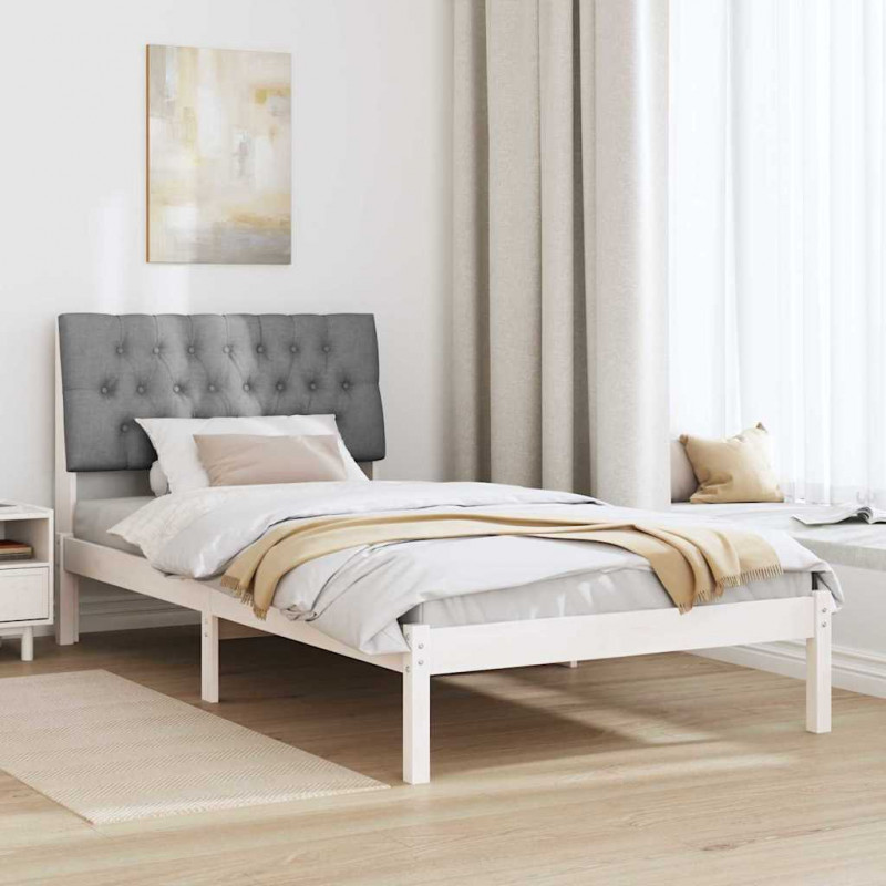 Ramka łóżka z tapicerowanym wezgłowiem Biały 100 x 200 cm