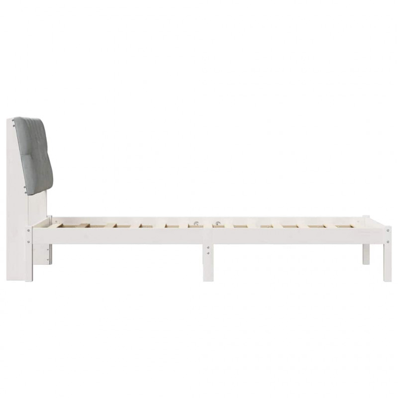 Ramka łóżka z tapicerowanym wezgłowiem Biały 75 x 190 cm
