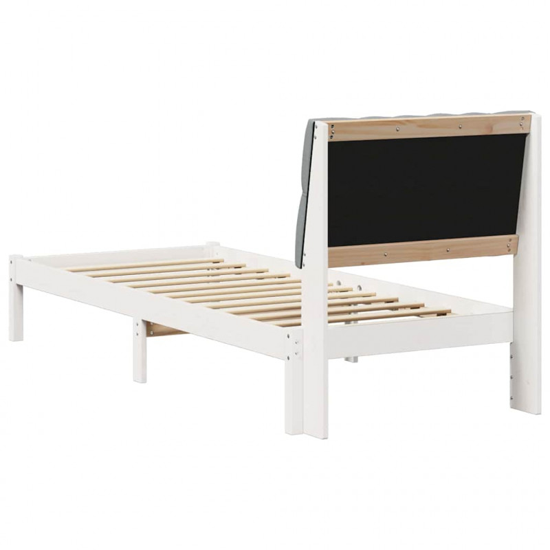 Ramka łóżka z tapicerowanym wezgłowiem Biały 75 x 190 cm