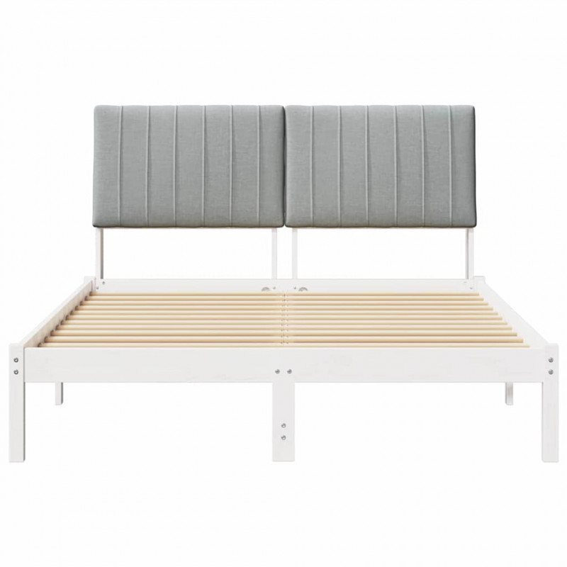 Ramka łóżka Z zagłówkiem Biały 135 x 190 cm Lite drewno sosnowe
