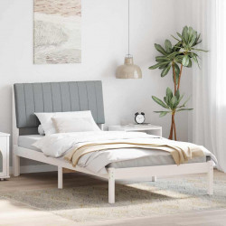 Ramka łóżka Z zagłówkiem Biały 100 x 200 cm Lite drewno sosnowe