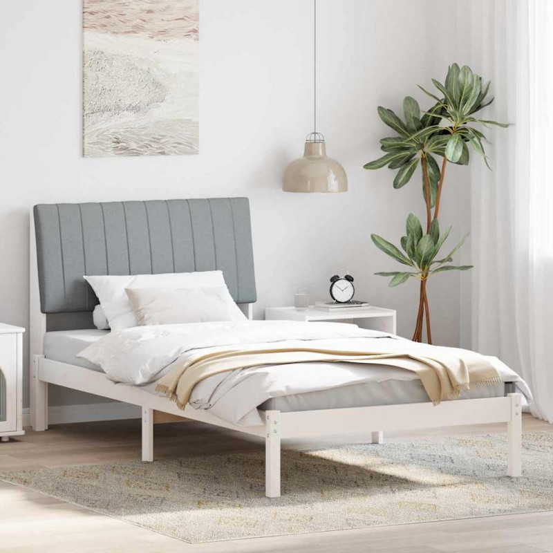 Ramka łóżka Z zagłówkiem Biały 100 x 200 cm Lite drewno sosnowe