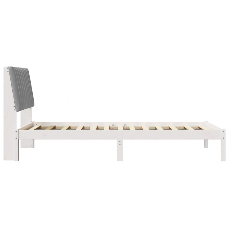 Ramka łóżka Z zagłówkiem Biały 100 x 200 cm Lite drewno sosnowe