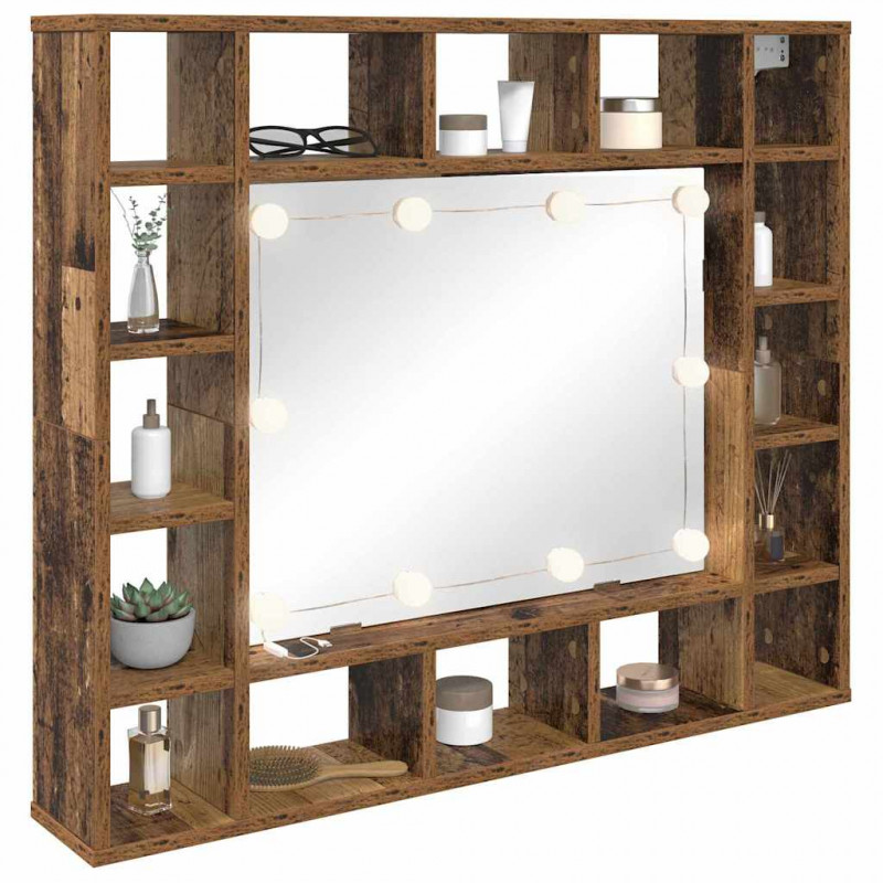 Szafka z lustrem z półką Stare drewno 91 x 15 x 76,5 cm