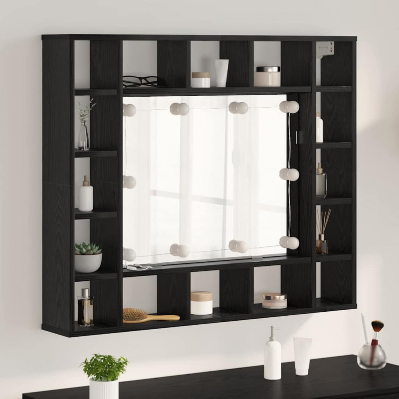 Szafka z lustrem z półką Z lustrem Czarny Dąb 91 x 15 x 76,5 cm