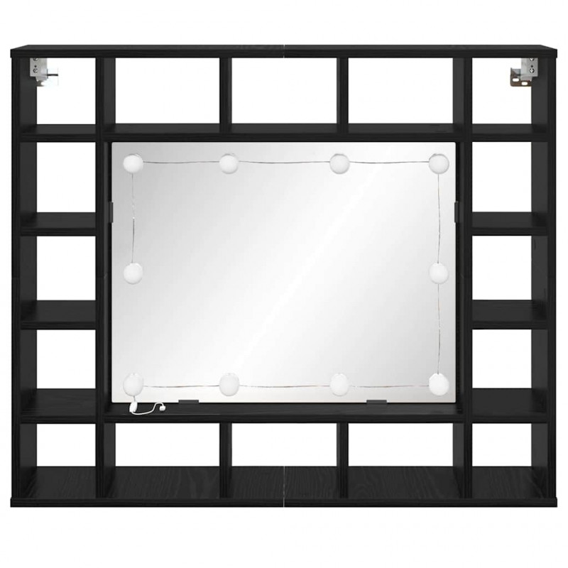 Szafka z lustrem z półką Z lustrem Czarny Dąb 91 x 15 x 76,5 cm