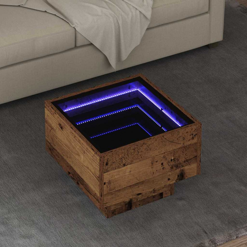 Stolik kawowy Ze LED Lights Stare drewno 40 x 40 x 30 cm