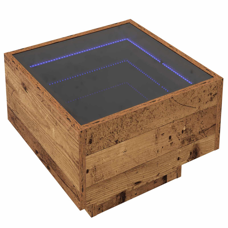 Stolik kawowy Ze LED Lights Stare drewno 40 x 40 x 30 cm