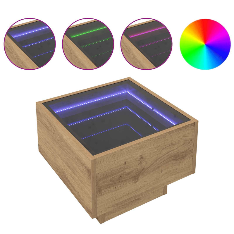 Stolik kawowy Ze LED Lights dąb artisan 40 x 40 x 30 cm