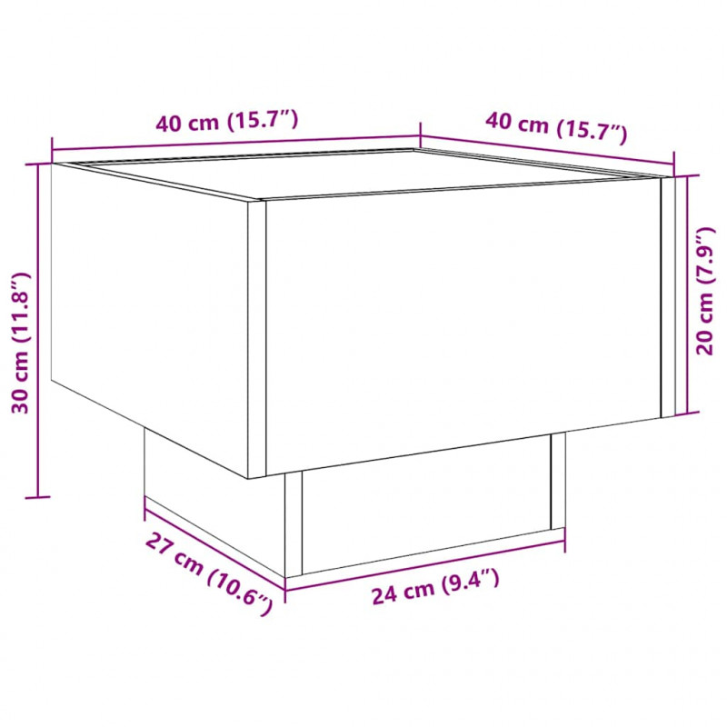 Stolik kawowy Ze LED Lights dąb artisan 40 x 40 x 30 cm