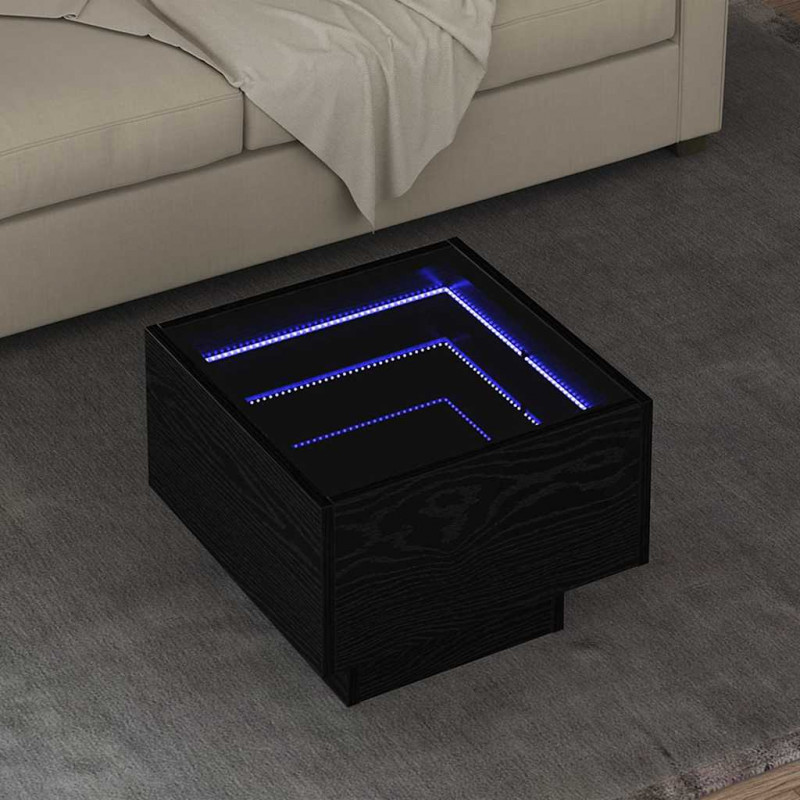 Stolik kawowy Ze LED Lights Czarny dąb 40 x 40 x 30 cm