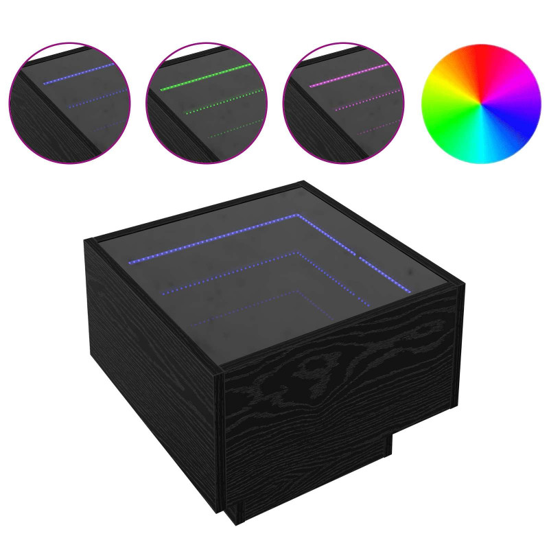 Stolik kawowy Ze LED Lights Czarny dąb 40 x 40 x 30 cm