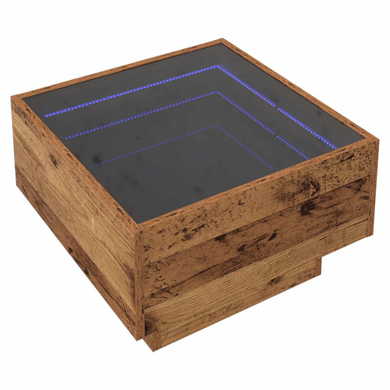 Stolik kawowy Ze LED Lights Stare drewno 50 x 50 x 30 cm