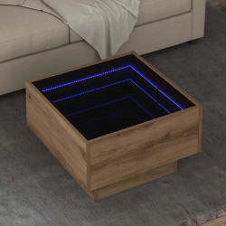 Stolik kawowy Ze LED Lights dąb artisan 50 x 50 x 30 cm