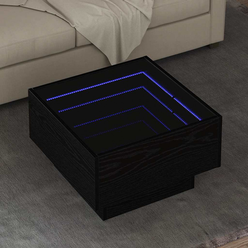 Stolik kawowy Ze LED Lights Czarny dąb 50 x 50 x 30 cm